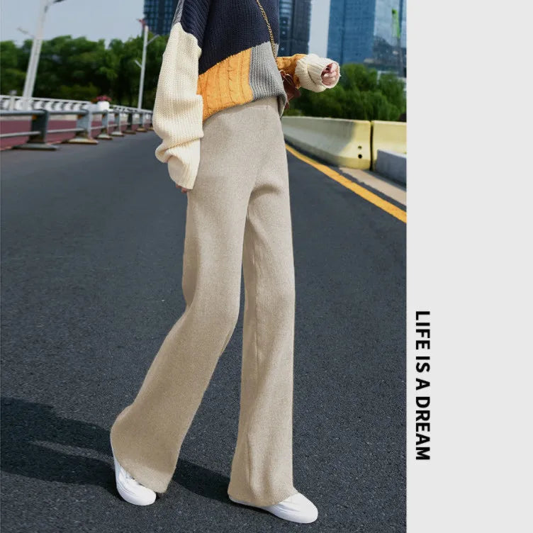 Knitted Casual Wide-Leg Pants