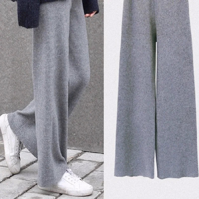 Knitted Casual Wide-Leg Pants