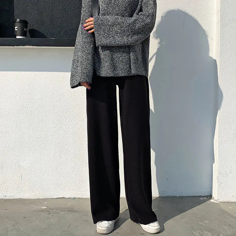 Knitted Casual Wide-Leg Pants