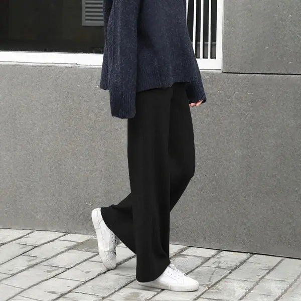 Knitted Casual Wide-Leg Pants