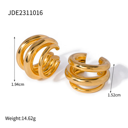 Uworld 18K Gold Color Stainless Steel Three-Layer Ear Clip