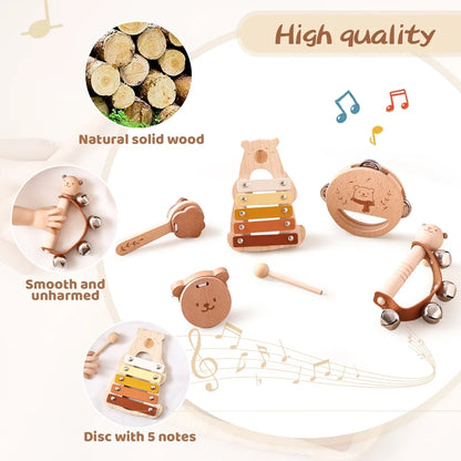 Kids Wooden Musical Instrument Set