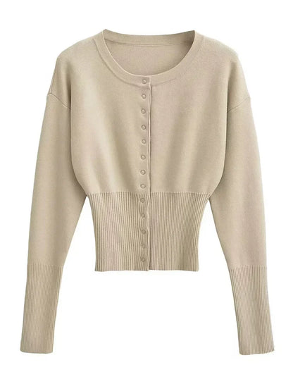 Knitwear Cardigan – Slim Casual Cropped Top