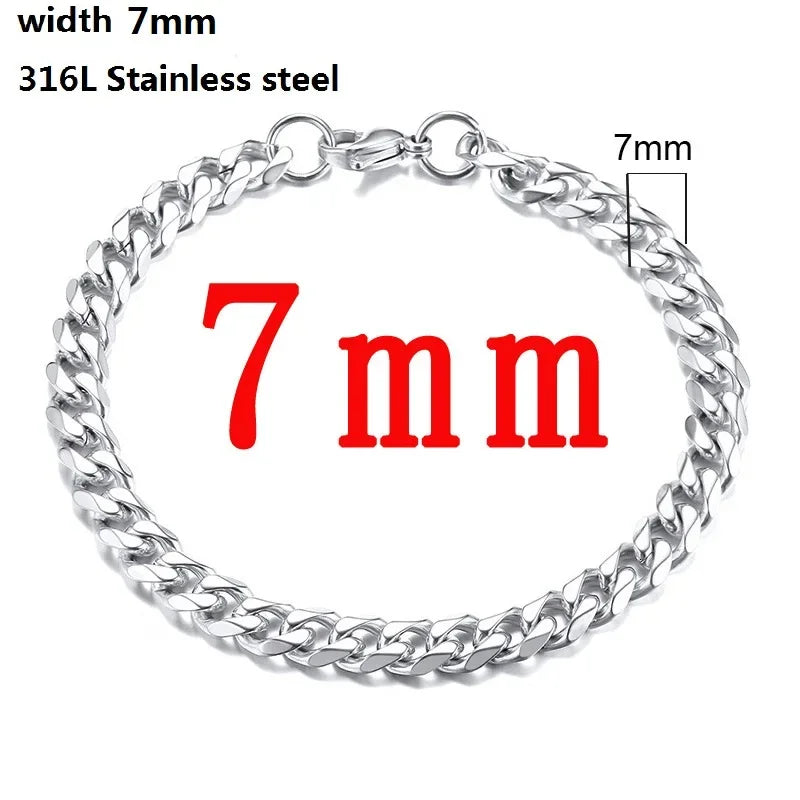 316L Stainless Steel Cuban Cable Chain Bracelet