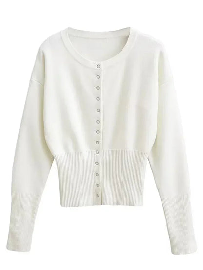 Knitwear Cardigan – Slim Casual Cropped Top