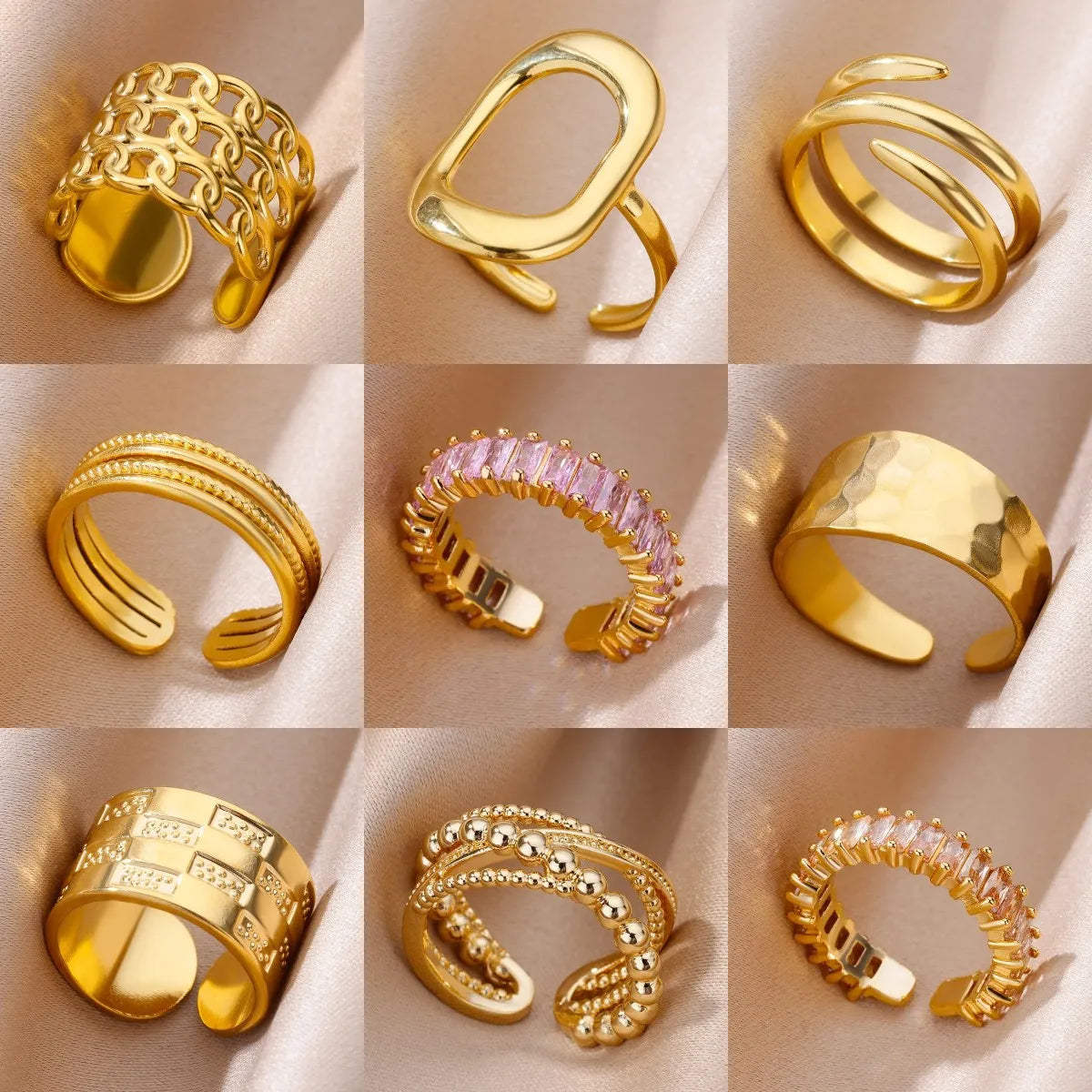 316L Stainless Steel Gold Color Rings