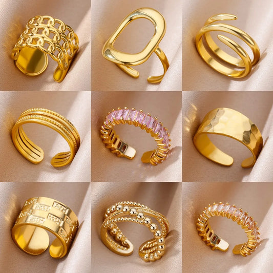 316L Stainless Steel Gold Color Rings