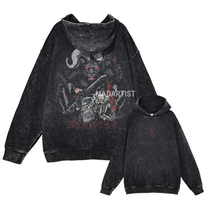 Vintage Washed Anime Berserk Hoodies