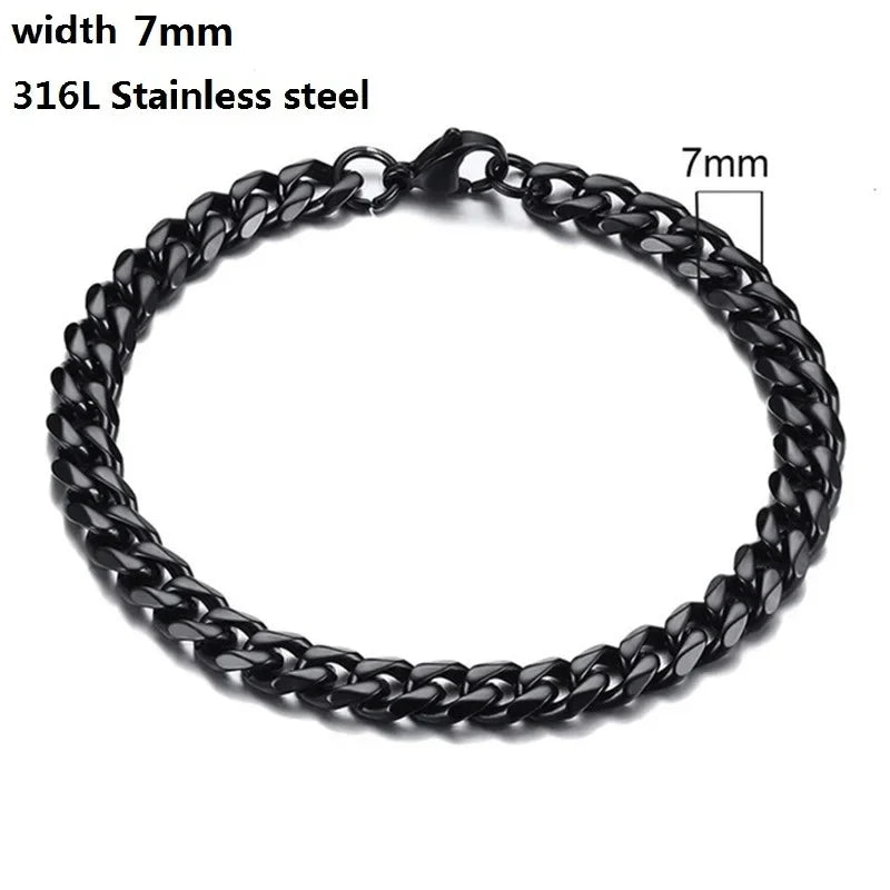 316L Stainless Steel Cuban Cable Chain Bracelet