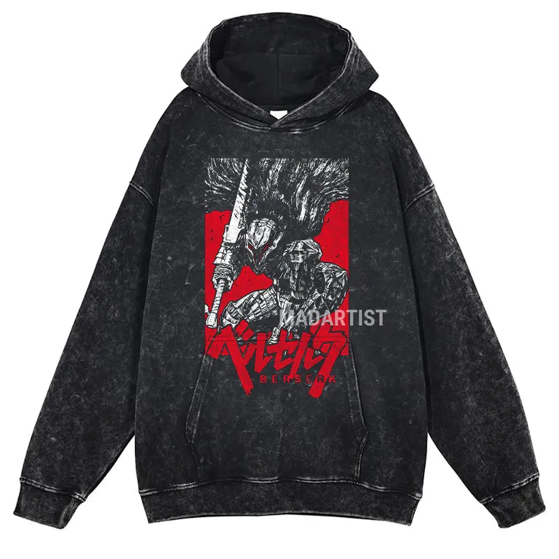 Vintage Washed Anime Berserk Hoodies