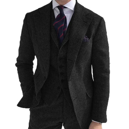 Gray Wool Tweed 3-Piece Men’s Suit