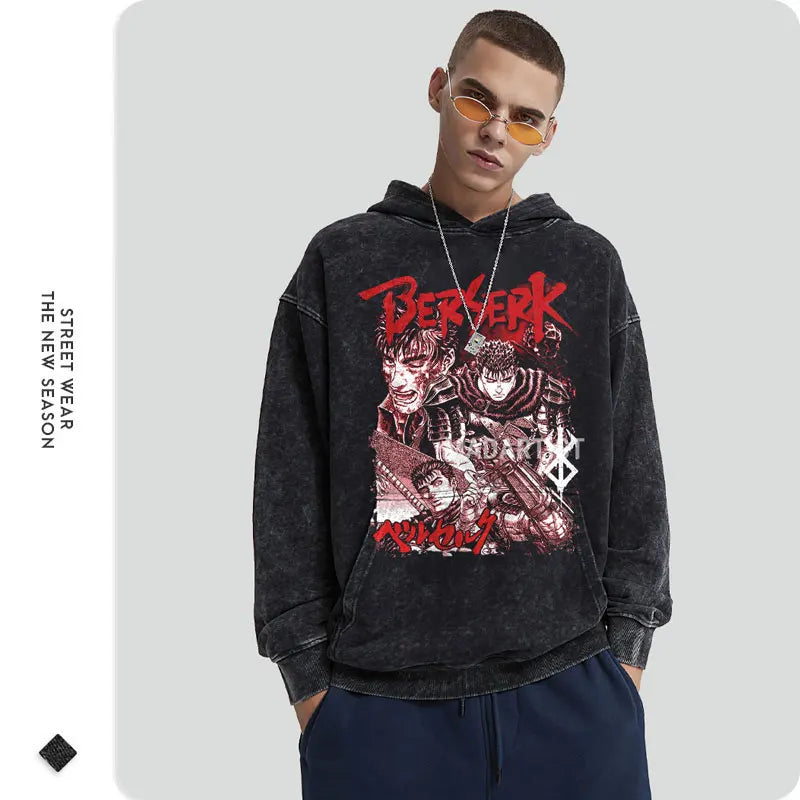 Vintage Washed Anime Berserk Hoodies