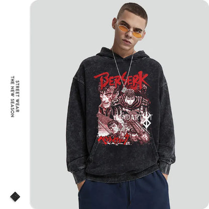 Vintage Washed Anime Berserk Hoodies