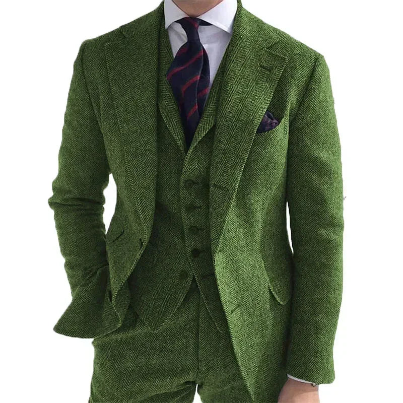 Gray Wool Tweed 3-Piece Men’s Suit