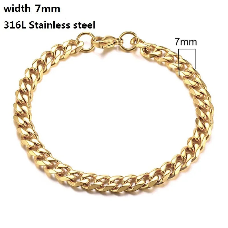 316L Stainless Steel Cuban Cable Chain Bracelet