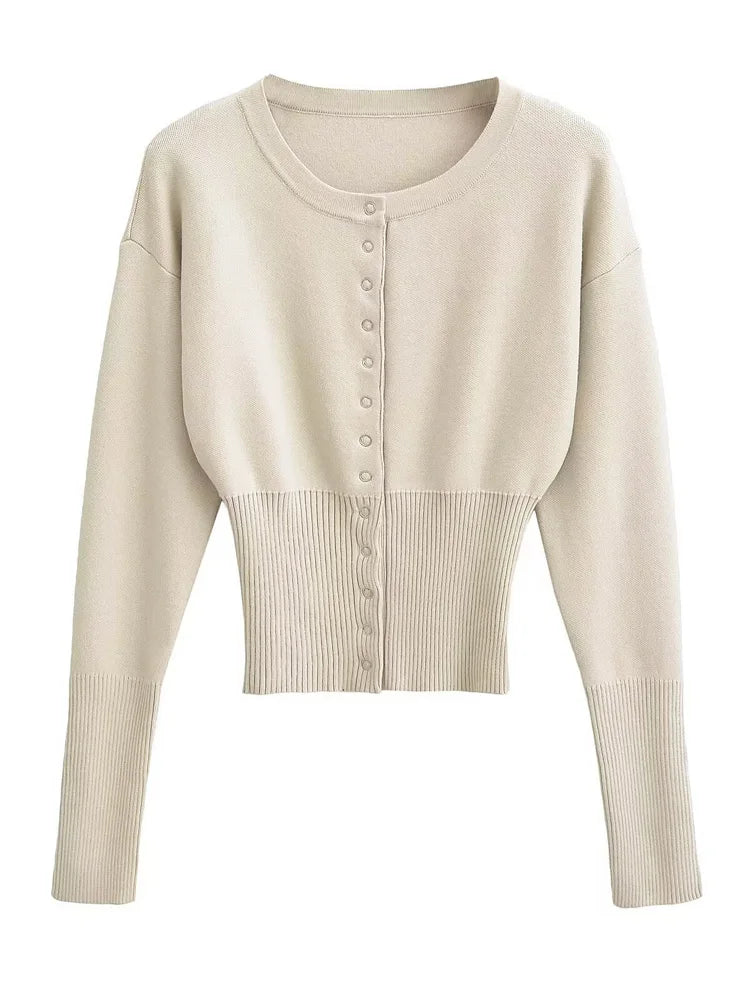 Knitwear Cardigan – Slim Casual Cropped Top