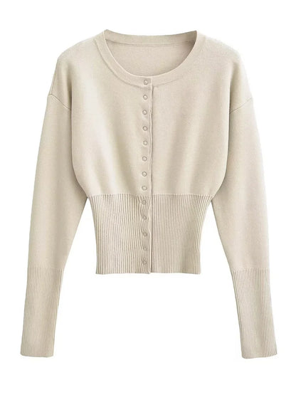 Knitwear Cardigan – Slim Casual Cropped Top