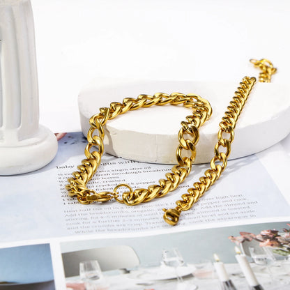 Gold Plated Stainless Steel Classic Link Bracelet