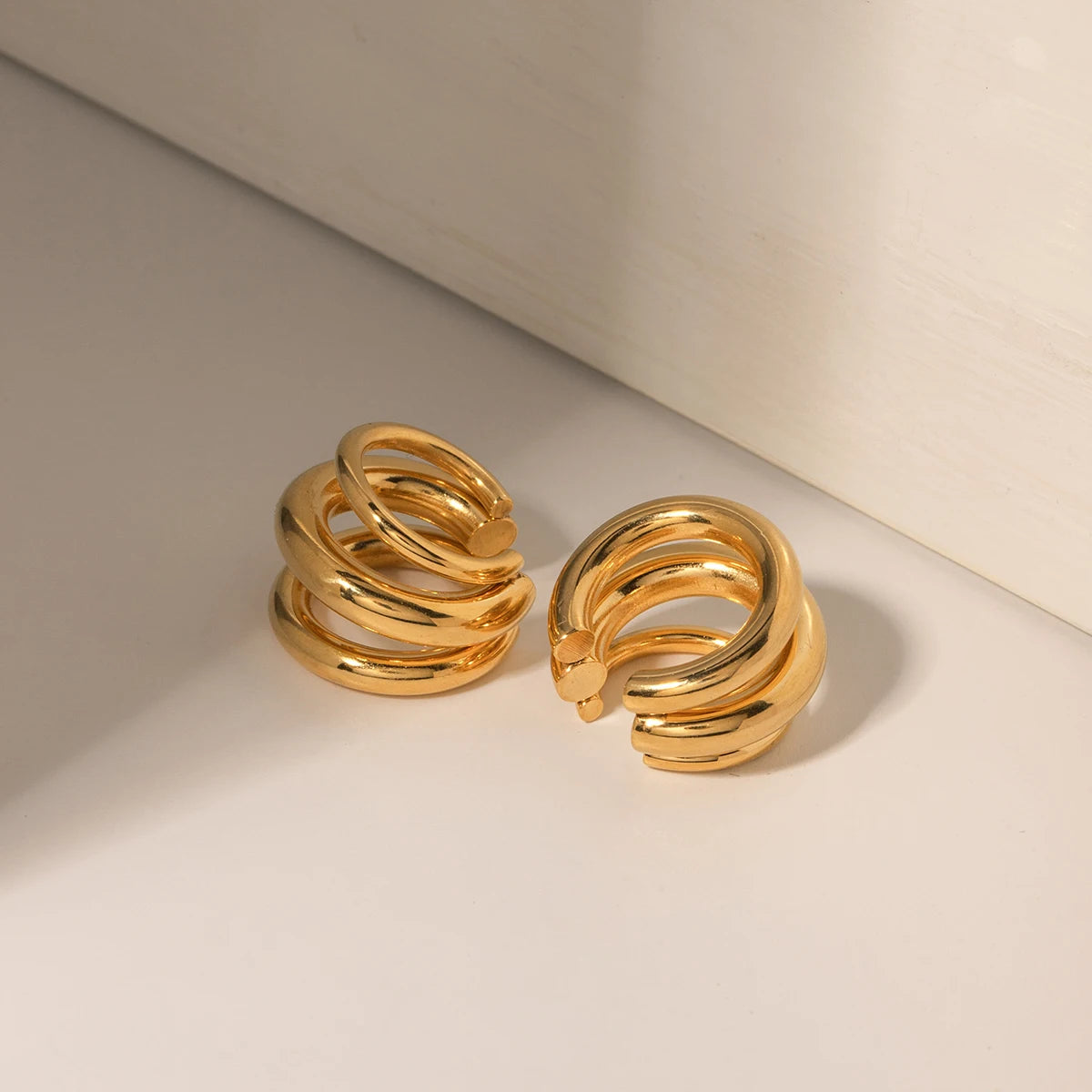 Uworld 18K Gold Color Stainless Steel Three-Layer Ear Clip