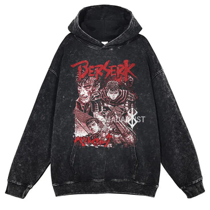 Vintage Washed Anime Berserk Hoodies