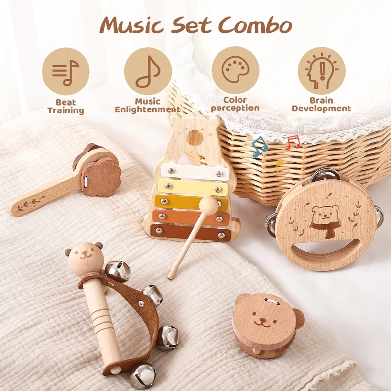 Kids Wooden Musical Instrument Set